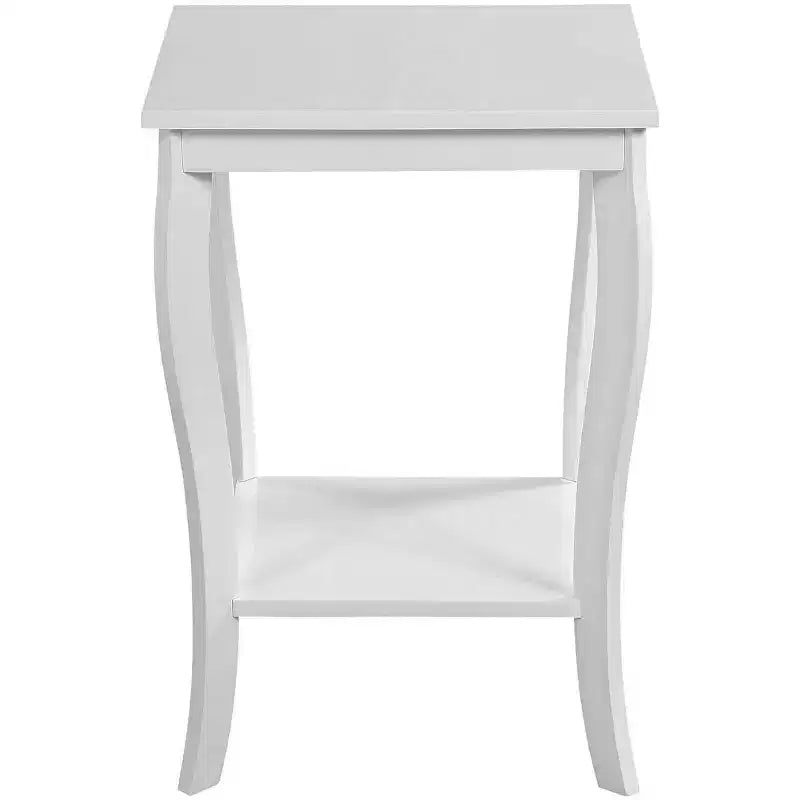 Mesa auxiliar cuadrada Belmont de HomeStock con amplios estantes de dos niveles, mesa auxiliar de transición perfecta para almacenamiento y una elegante decoración de sala de estar