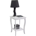 Mesa auxiliar cuadrada Belmont de HomeStock con amplios estantes de dos niveles, mesa auxiliar de transición perfecta para almacenamiento y una elegante decoración de sala de estar