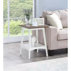 Mesita auxiliar HomeStock Belmont con diseño de estante abierto moderno de mediados de siglo, tapa de MDF chapado y patas de madera de caucho para sala de estar u oficina