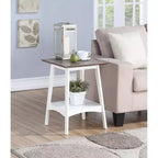 Mesita auxiliar HomeStock Belmont con diseño de estante abierto moderno de mediados de siglo, tapa de MDF chapado y patas de madera de caucho para sala de estar u oficina