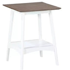 Mesita auxiliar HomeStock Belmont con diseño de estante abierto moderno de mediados de siglo, tapa de MDF chapado y patas de madera de caucho para sala de estar u oficina
