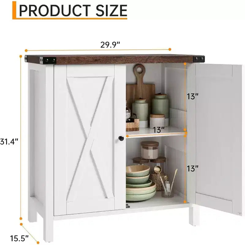 Aparador COZONY, mueble aparador de granja de 60" con 2 armarios y estante abierto, consola para sala de estar, comedor, pasillo