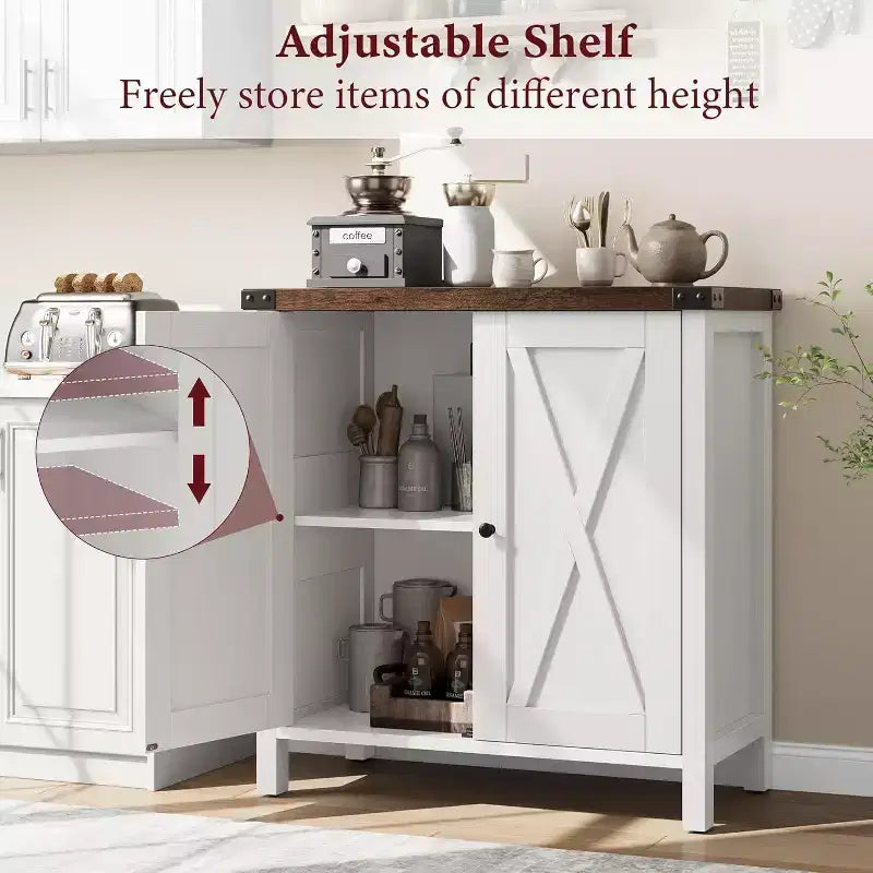 Aparador COZONY, mueble aparador de granja de 60" con 2 armarios y estante abierto, consola para sala de estar, comedor, pasillo