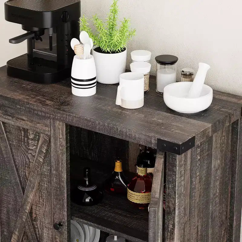 Aparador COZONY, mueble aparador de granja de 60" con 2 armarios y estante abierto, consola para sala de estar, comedor, pasillo