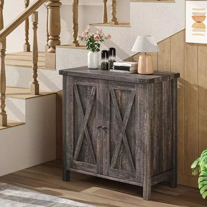 Aparador COZONY, mueble aparador de granja de 60" con 2 armarios y estante abierto, consola para sala de estar, comedor, pasillo