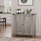Aparador COZONY, mueble aparador de granja de 60" con 2 armarios y estante abierto, consola para sala de estar, comedor, pasillo