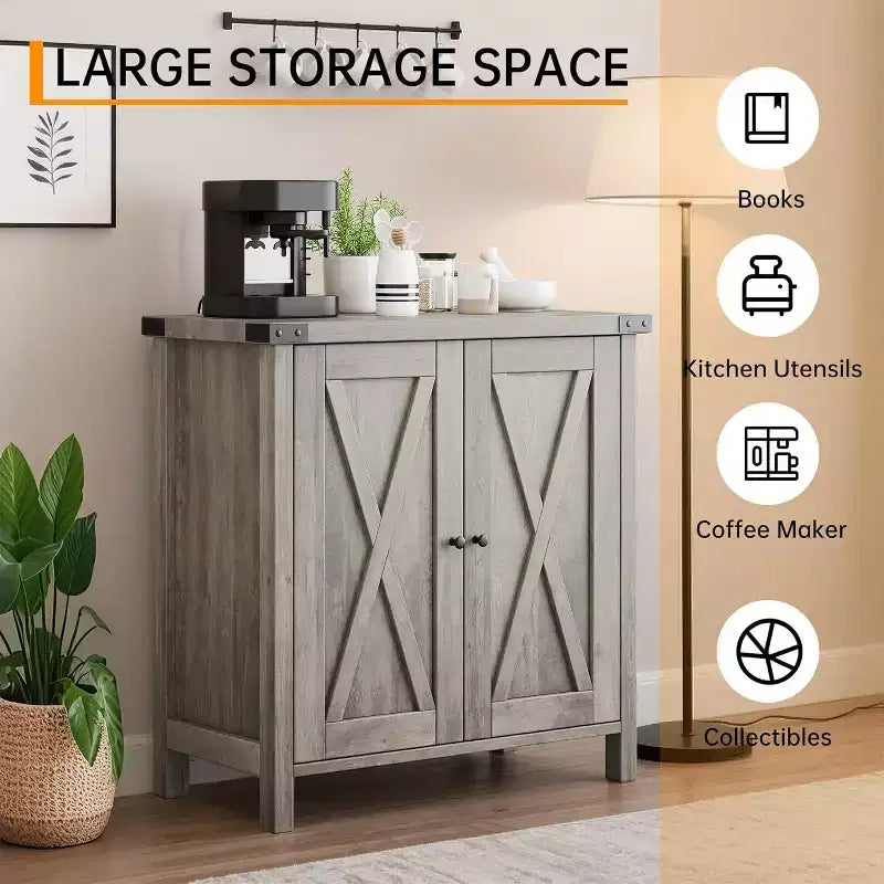 Aparador COZONY, mueble aparador de granja de 60" con 2 armarios y estante abierto, consola para sala de estar, comedor, pasillo