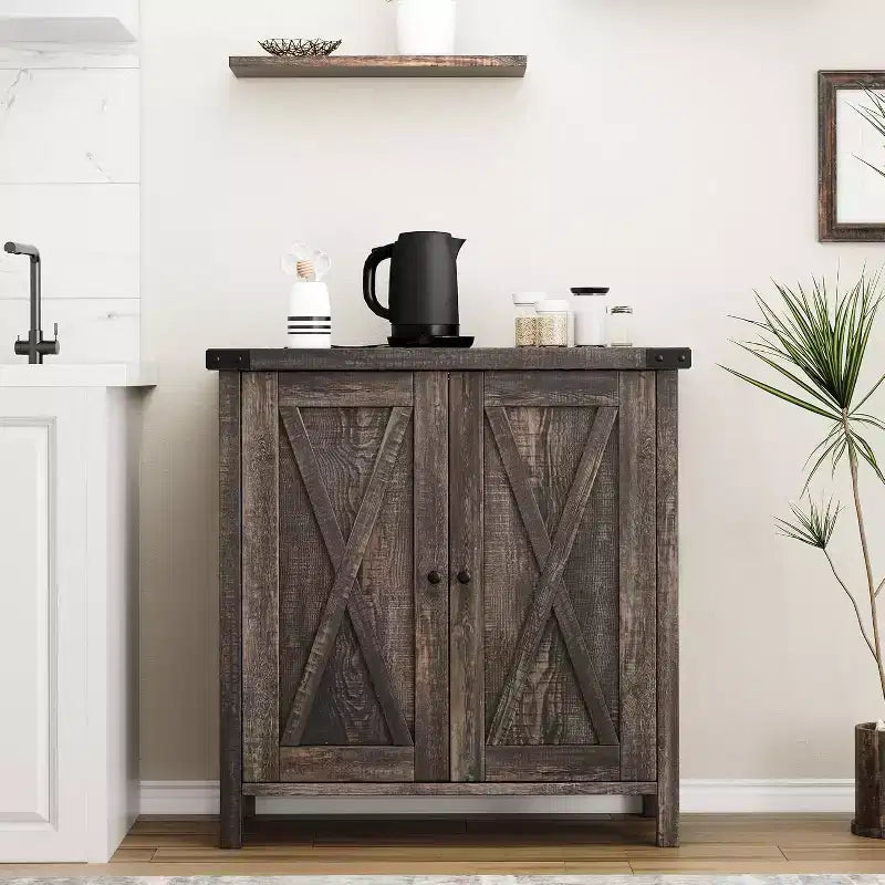 Aparador COZONY, mueble aparador de granja de 60" con 2 armarios y estante abierto, consola para sala de estar, comedor, pasillo