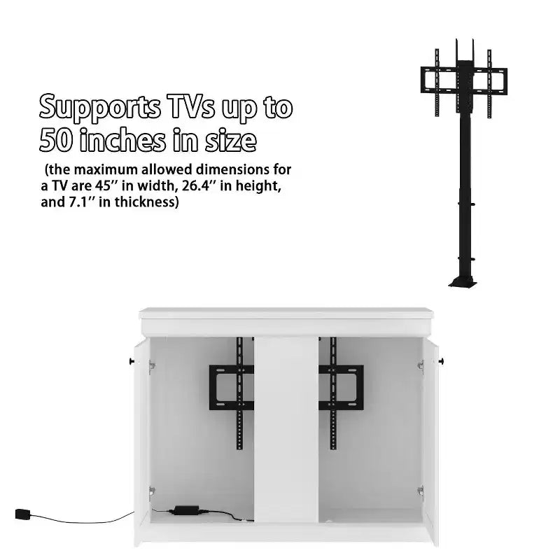 Estación de juegos Famapy Smart Lift, altura ajustable, control inteligente/orificios dobles para gestión de cables, ideal para pantallas de 50 pulgadas en salas de juegos/entretenimiento en el hogar
