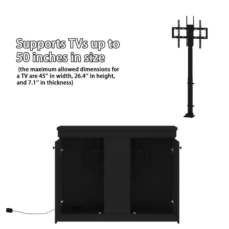 Estación de juegos Famapy Smart Lift, altura ajustable, control inteligente/orificios dobles para gestión de cables, ideal para pantallas de 50 pulgadas en salas de juegos/entretenimiento en el hogar