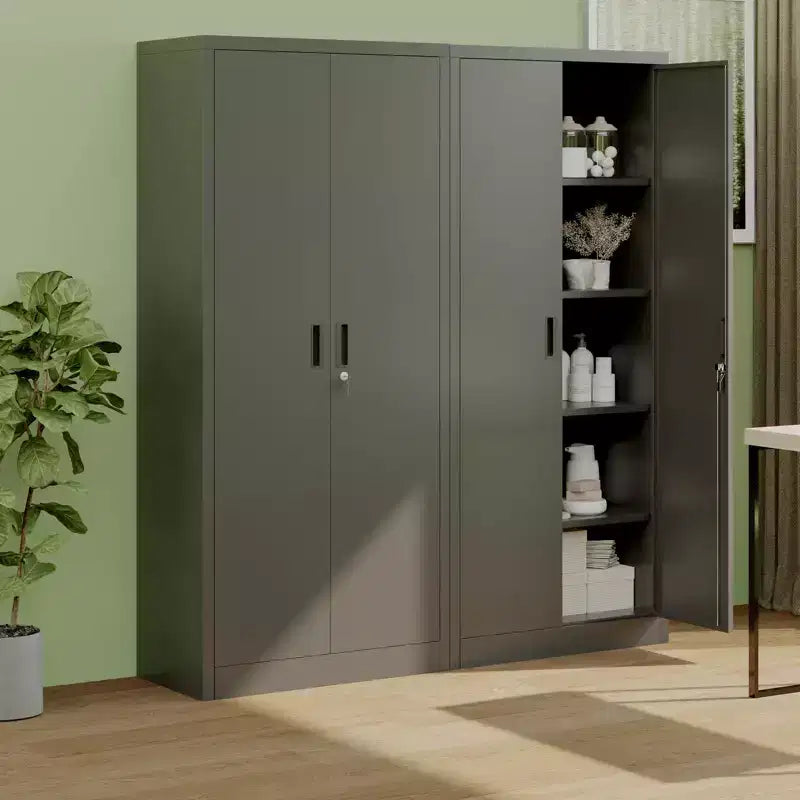 COZONY Armario de Almacenamiento Metálico de 71 Pulgadas de Alto con Puertas, 4 Estantes Ajustables, Cerradura y Patas para Despensa, Garaje, Dormitorio, Oficina, Tienda
