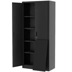COZONY Armario de Almacenamiento Metálico de 71 Pulgadas de Alto con Puertas, 4 Estantes Ajustables, Cerradura y Patas para Despensa, Garaje, Dormitorio, Oficina, Tienda