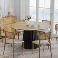 PexFix 52 Solid Wood Round Dining Table Kitchen Table for 4-6 with Tabletop & Textured Tapered Base for Living/Dining Room Coffee Office Natural