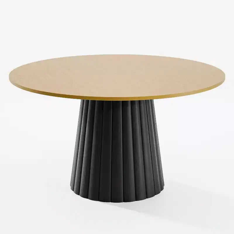 PexFix 52 Mesa de comedor redonda de madera maciza Mesa de cocina para 4-6 personas con tablero y base cónica texturizada para sala de estar/comedor, café, oficina, natural