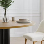 PexFix 60 Mesa de comedor redonda de madera maciza Mesa de cocina para 6-8 personas con tablero y patas cilíndricas cóncavas para sala de estar/comedor, cafetería, oficina, natural