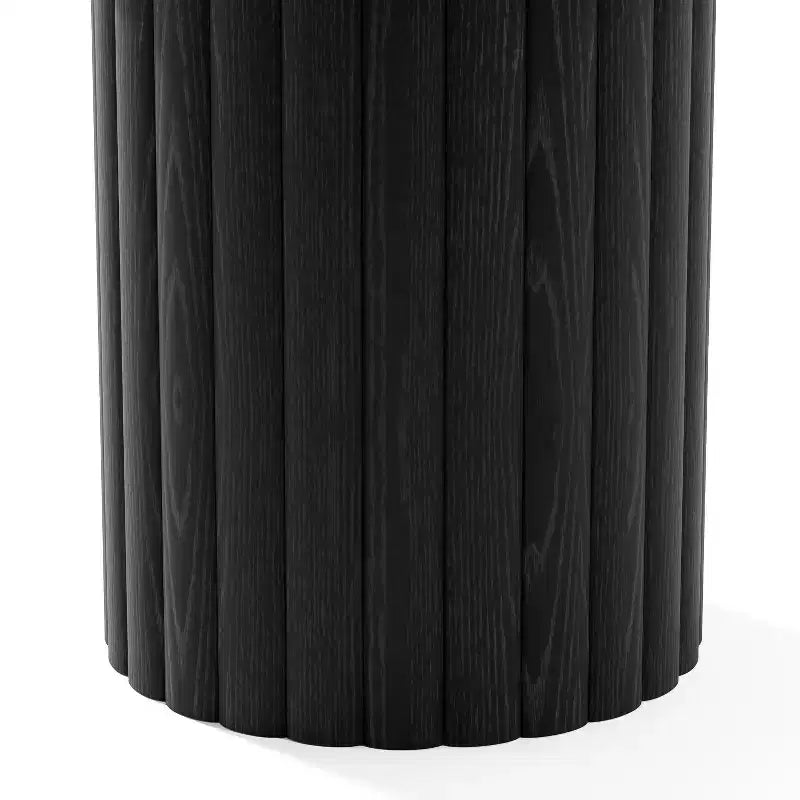 PexFix Mesa de Comedor Redonda de Madera Maciza de 52 pulgadas, Mesa de Cocina para 4-6 Personas con Encimera y Base Cilíndrica Texturizada para Sala de Estar/Comedor, Oficina, Café, Negra