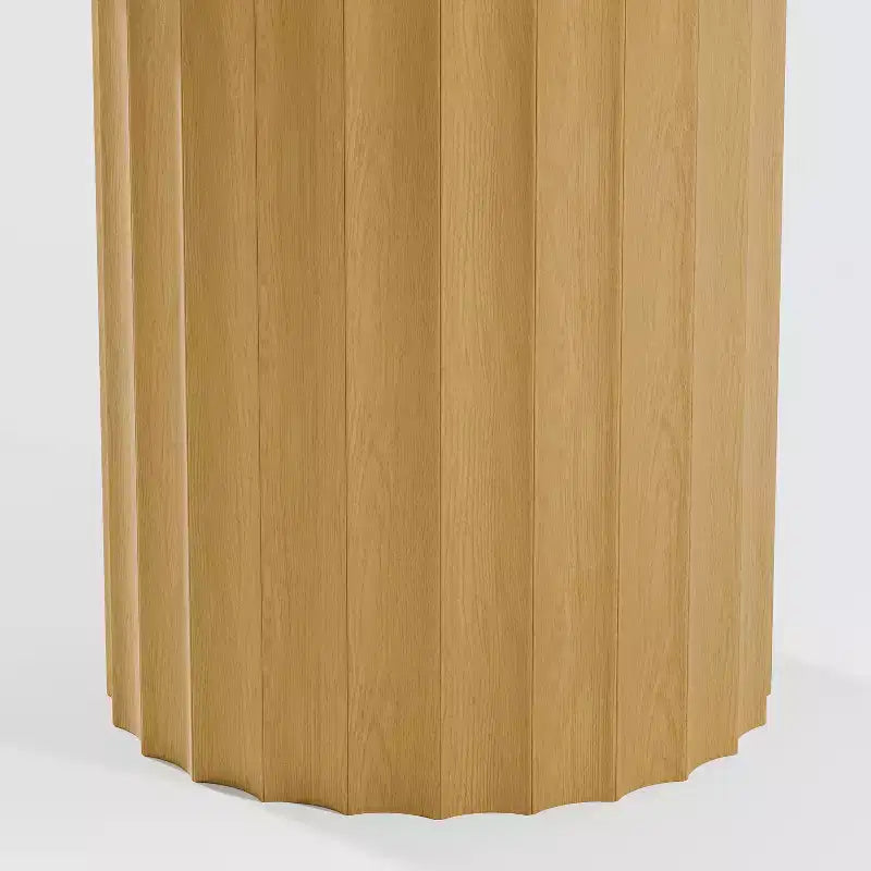 PexFix Mesa de comedor redonda de madera maciza de 60 pulgadas, mesa de cocina para 6-8 personas con tablero y base cilíndrica estriada para sala de estar/comedor, café, oficina, natural