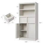 Armario de baño con puertas y cajones, armario de almacenamiento de pie, armario organizador alto para baño, sala de estar, cocina, despensa