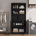 Armario de baño con puertas y cajones, armario de almacenamiento de pie, armario organizador alto para baño, sala de estar, cocina, despensa