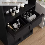 Armario de baño con puertas y cajones, armario de almacenamiento de pie, armario organizador alto para baño, sala de estar, cocina, despensa