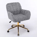 Silla de oficina Okak Velvet, silla de escritorio con base metálica dorada, silla giratoria con altura ajustable para oficina, hogar