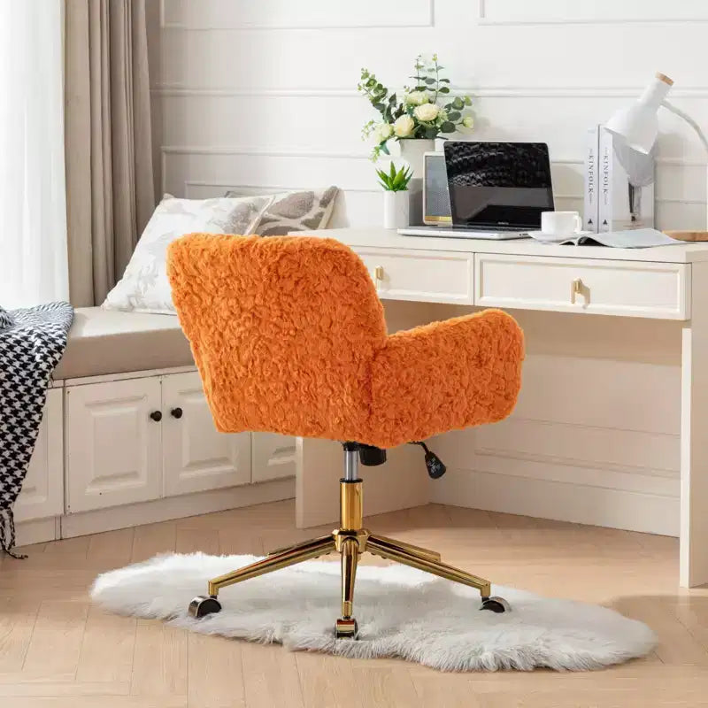 Silla de oficina Okak Velvet, silla de escritorio con base metálica dorada, silla giratoria con altura ajustable para oficina, hogar