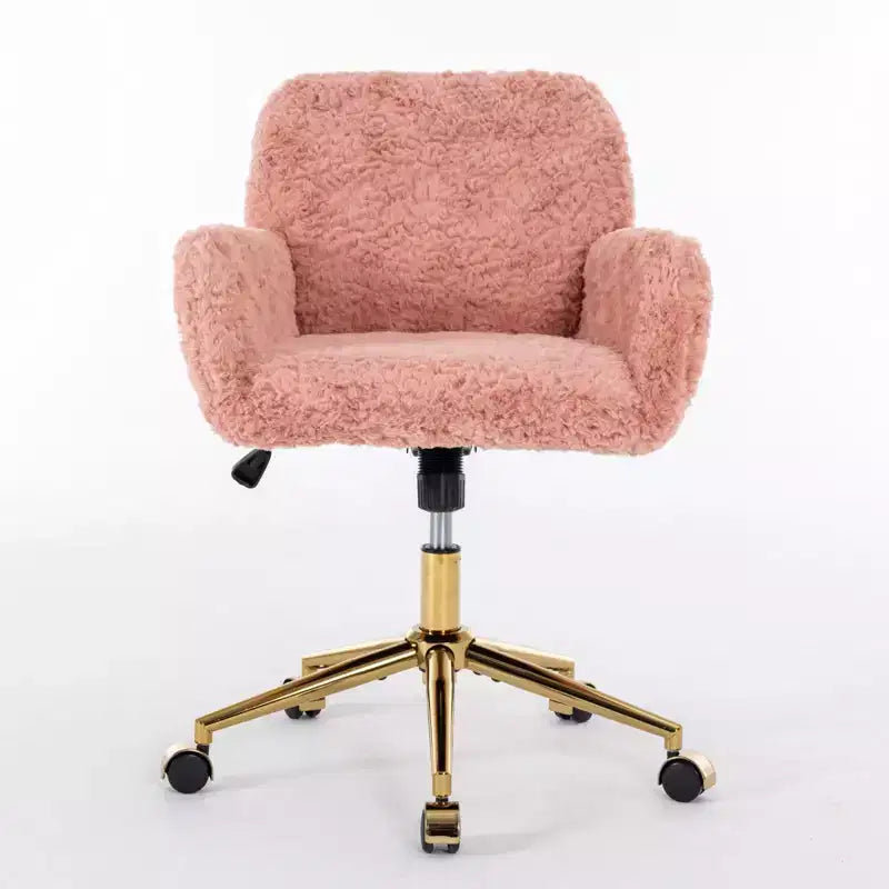 Silla de oficina Okak Velvet, silla de escritorio con base metálica dorada, silla giratoria con altura ajustable para oficina, hogar