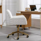 Silla de oficina Okak Velvet, silla de escritorio con base metálica dorada, silla giratoria con altura ajustable para oficina, hogar