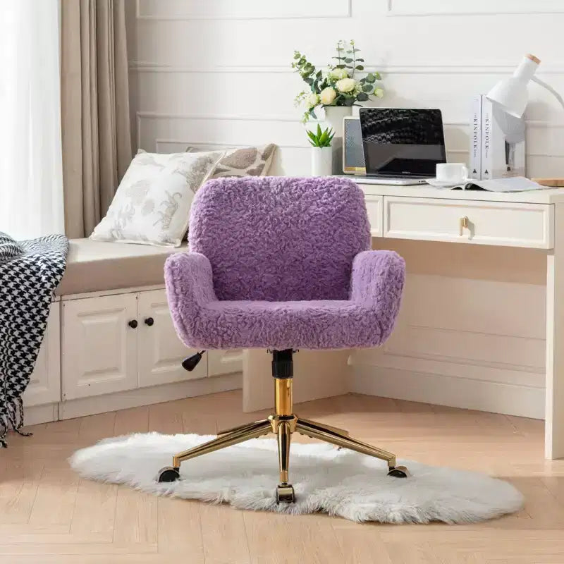 Silla de oficina Okak Velvet, silla de escritorio con base metálica dorada, silla giratoria con altura ajustable para oficina, hogar
