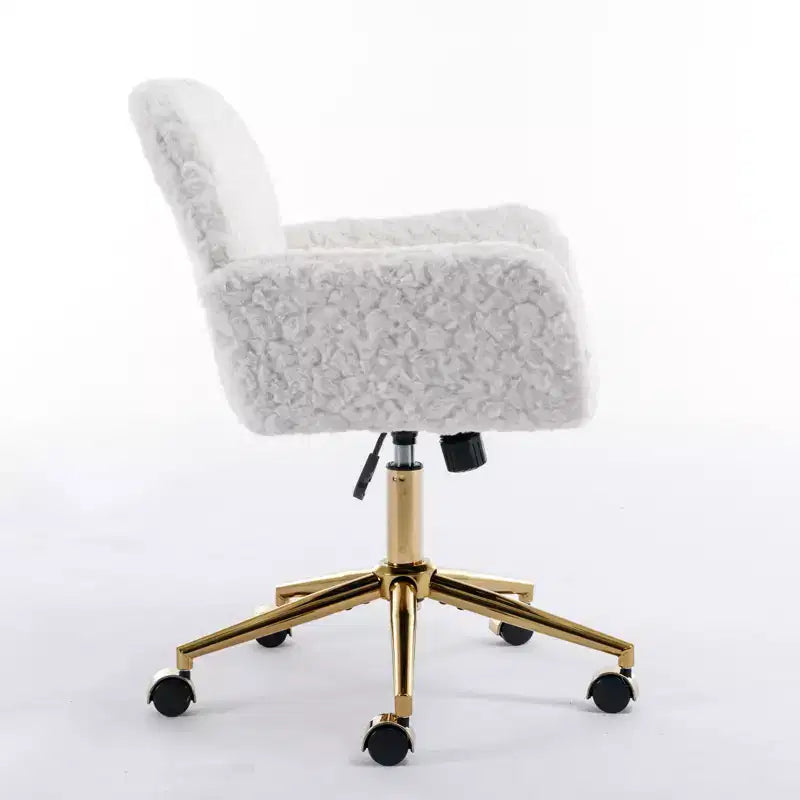 Silla de oficina Okak Velvet, silla de escritorio con base metálica dorada, silla giratoria con altura ajustable para oficina, hogar