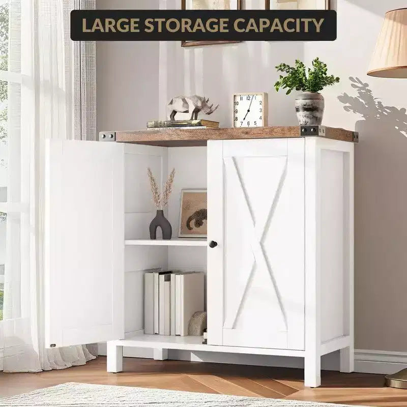 Mueble de almacenamiento de granja de 15,7 x 30 x 31,5, aparador con 2 puertas y estantes ajustables