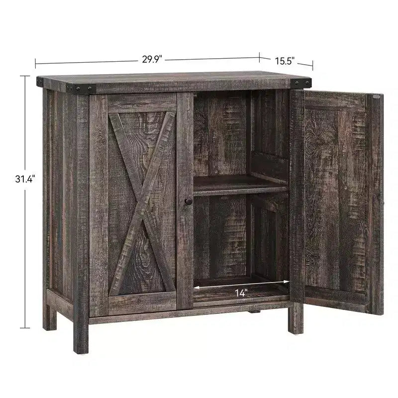 Mueble de almacenamiento de granja de 15,7 x 30 x 31,5, aparador con 2 puertas y estantes ajustables