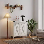 Mueble de almacenamiento de granja de 15,7 x 30 x 31,5, aparador con 2 puertas y estantes ajustables