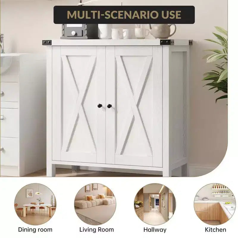 Mueble de almacenamiento de granja de 15,7 x 30 x 31,5, aparador con 2 puertas y estantes ajustables