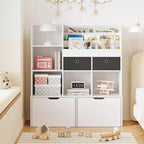 Organizador de almacenamiento de juguetes GustoWave 47.8, estantería infantil con cajones, librería de madera moderna con cubículos y armario de almacenamiento de suelo, baúl de juguetes