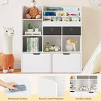 Organizador de almacenamiento de juguetes GustoWave 47.8, estantería infantil con cajones, librería de madera moderna con cubículos y armario de almacenamiento de suelo, baúl de juguetes