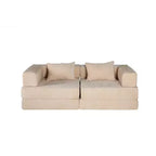 Sofá cama convertible de suelo Whisen con estructura de forma fija, sofás biplaza modulares sin huesos, tela de chenilla