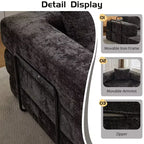 Sofá cama convertible de suelo Whisen con estructura de forma fija, sofás biplaza modulares sin huesos, tela de chenilla