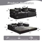 Sofá cama convertible de suelo Whisen con estructura de forma fija, sofás biplaza modulares sin huesos, tela de chenilla