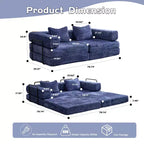 Sofá cama convertible de suelo Whisen con estructura de forma fija, sofás biplaza modulares sin huesos, tela de chenilla