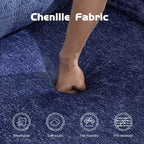 Sofá cama convertible de suelo Whisen con estructura de forma fija, sofás biplaza modulares sin huesos, tela de chenilla