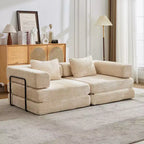 Whisen Convertible Floor Sofa Bed with Fixed-Shape Frame Loveseats Boneless Modular Sectional Chenille Fabric