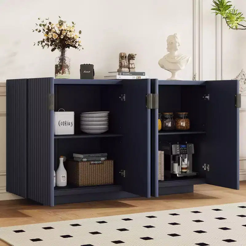 Aparador espacioso Okak, aparador con 4 puertas y 4 estantes, mueble de almacenamiento para sala de estar, comedor, cocina