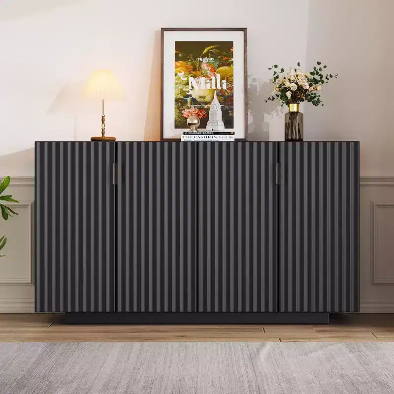 Okak Ample Sideboard Cabinet, Bufft Cabinet with 4 Doors and 4 Shelves, Storage Cabinet for Living Room, Dining Room, Kitchen