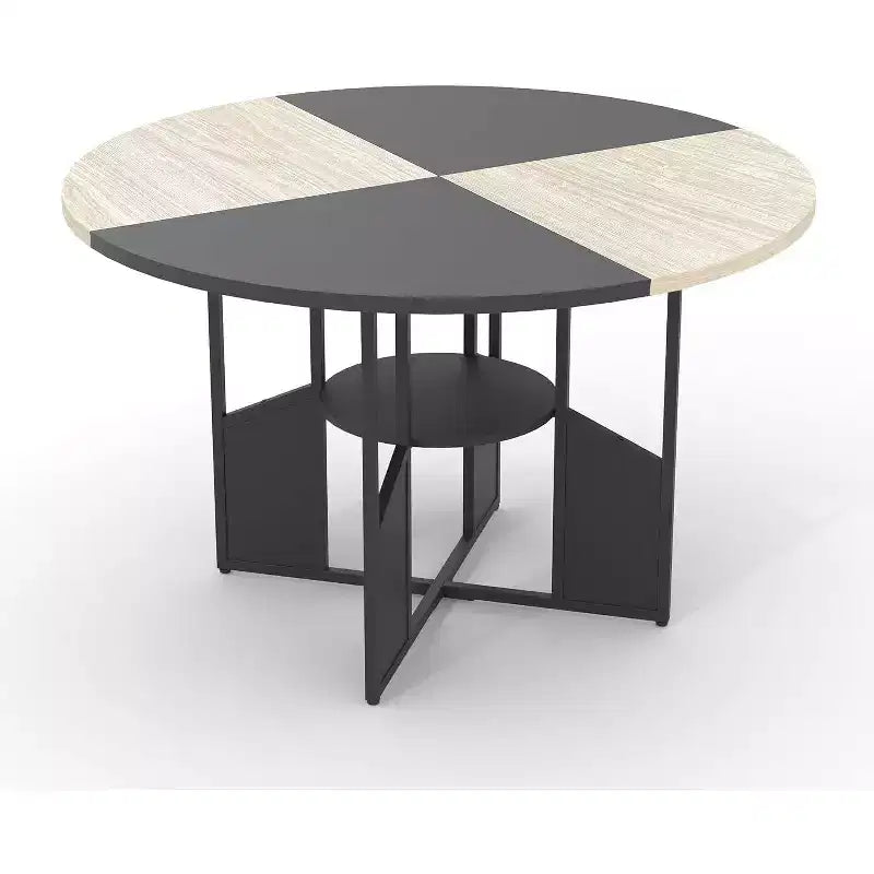 Mesa de comedor redonda para 4-6 personas, mesa de cocina y comedor de madera de 150 cm con base y patas ajustables, mesa de comedor redonda que ahorra espacio para sala de estar