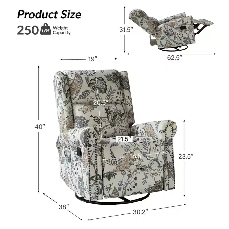 Sillón reclinable giratorio manual Helmut|HULALA HOME