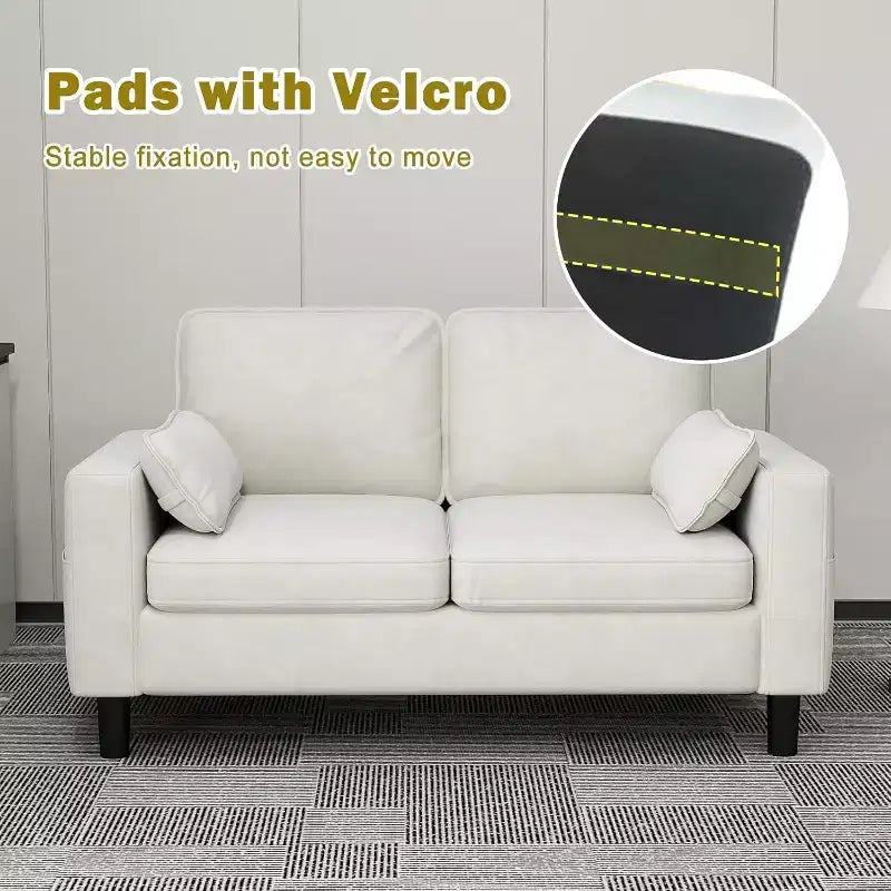 Sofá biplaza Kinsuite - 56 Sillones modernos con reposabrazos, beige