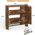 Mueble zapatero Zevemomo 40.51 con 2 cajones abatibles y armario lateral, organizador de zapatos con espejo y estantes ajustables, marrón oscuro