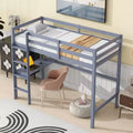 Bellemave Twin Loft Bed with Desk,Loft Bed for Kids, Boys, Girls,Wooden Loft Bed Frame,Built in Desk and Ladder, GrayRubber Wood