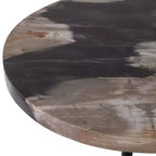Mesa auxiliar con tablero redondo de mármol y base decorativa - Elemento decorativo moderno para espacios pequeños, decoración de habitaciones y decoración del hogar - 21, Negro y Marrón